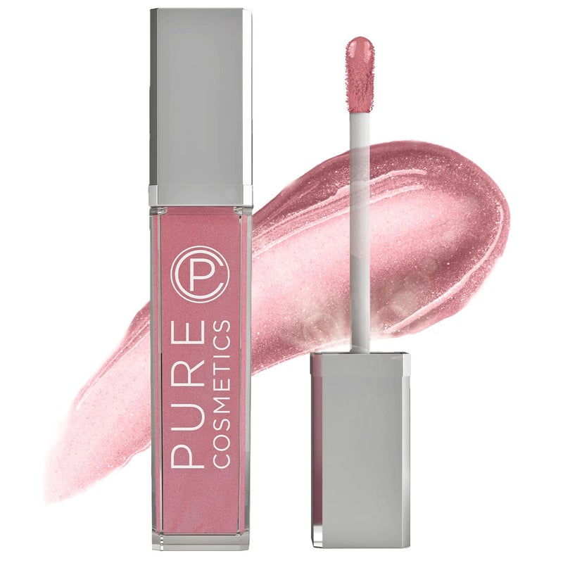 Pure Cosmetics Pure Cosmetics Pure Illumination Lip Gloss - LED-lit Applicator w/Side Mirror - Non-Sticky, Moisturizing & Hydrating Lip Glosses - Soothes & Protects Dry Chapped Lips (Pouty Pink)