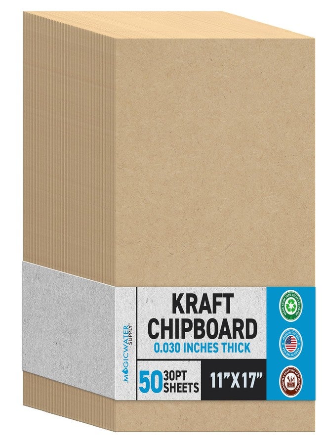 MagicWater Supply 50 Chipboard Sheets 11 x 17 inch - 30pt (Point) Medium Weight Brown Kraft Cardboard for Scrapbooking & Picture Frame Backing (.030 Caliper Thick) Paper Board | - Image 1