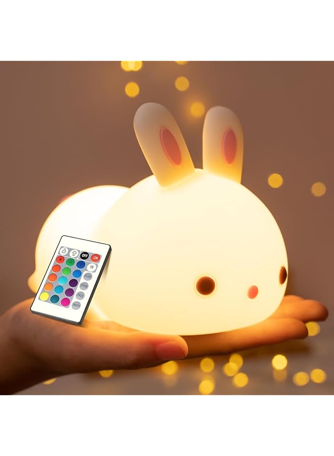 The Bros Bunny Night Light With Remote Control for Kids, Color Changing Bunny Lamp, With Touch Sensor, Bunny Room Decor for Girls - Image 1