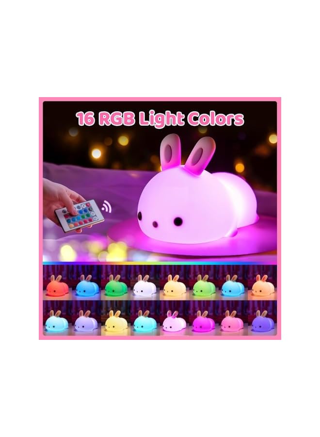The Bros Bunny Night Light With Remote Control for Kids, Color Changing Bunny Lamp, With Touch Sensor, Bunny Room Decor for Girls - Image 3