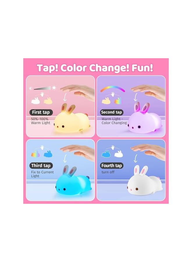 The Bros Bunny Night Light With Remote Control for Kids, Color Changing Bunny Lamp, With Touch Sensor, Bunny Room Decor for Girls - Image 5