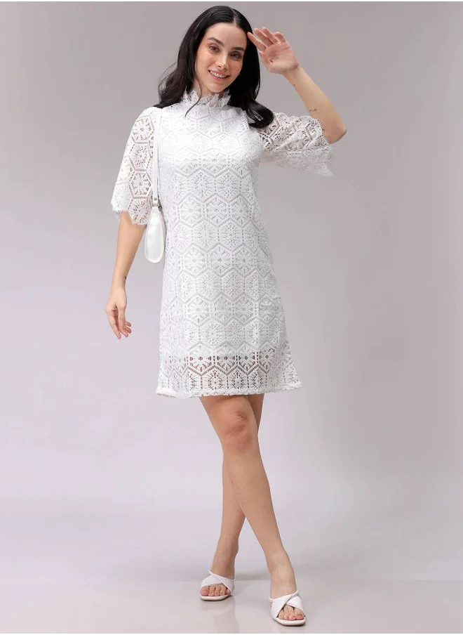 Freehand Women A-Line Casual Lace Shift Dress