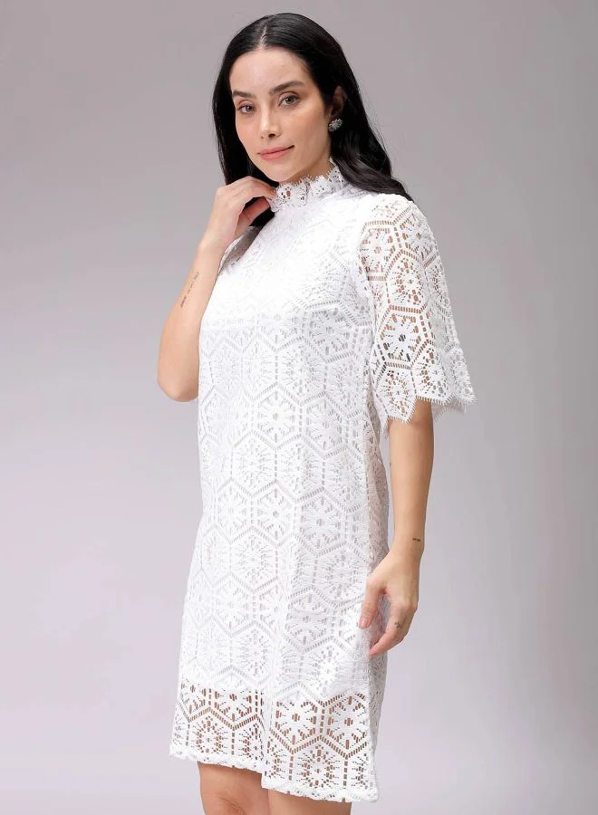 Freehand Women A-Line Casual Lace Shift Dress