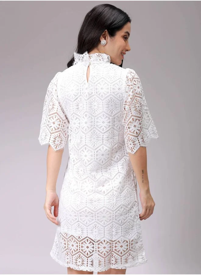 Freehand Women A-Line Casual Lace Shift Dress