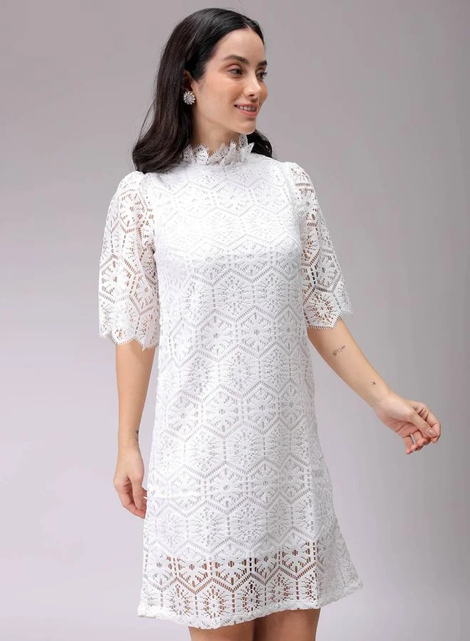 Freehand Women A-Line Casual Lace Shift Dress