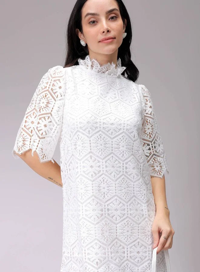 Freehand Women A-Line Casual Lace Shift Dress