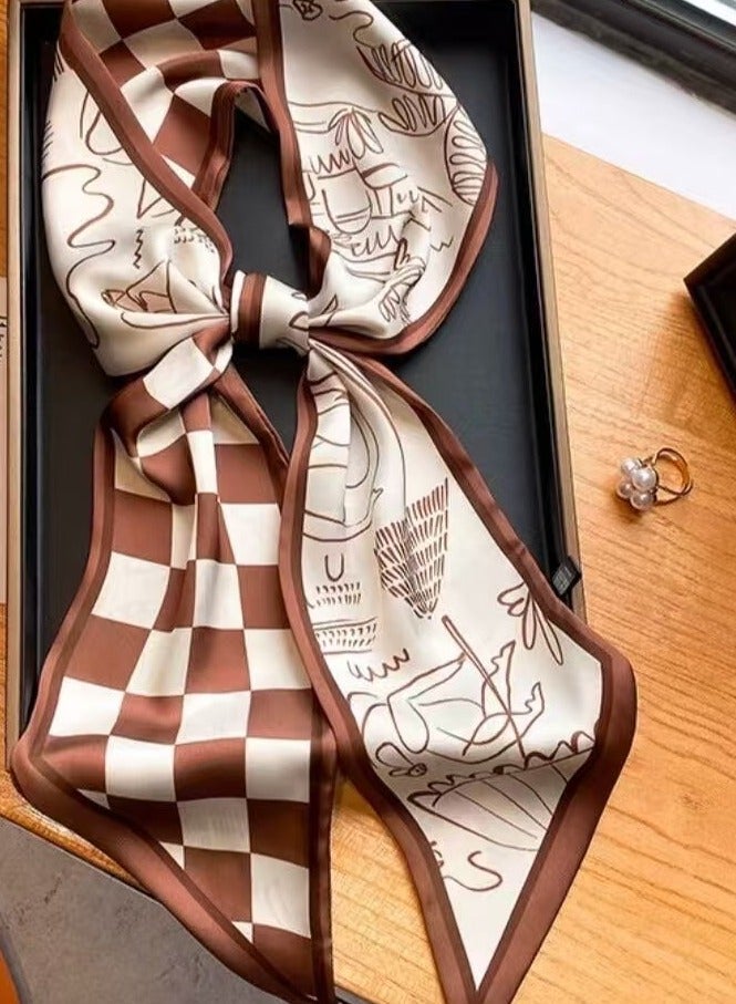 OLUDENIZ Women's Elegant Silk Scarf – Long Skinny Printed Fashion Accessory - Image 1