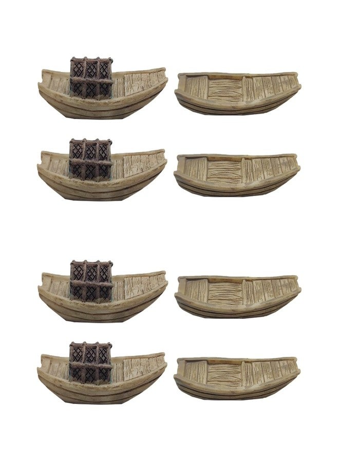 Amosfun 8pcs Mini Fishing Boat Dollhouse Miniature Boat Figurine Ocean Beach Micro Landscape Decoration Zen Garden Decoration - Image 1