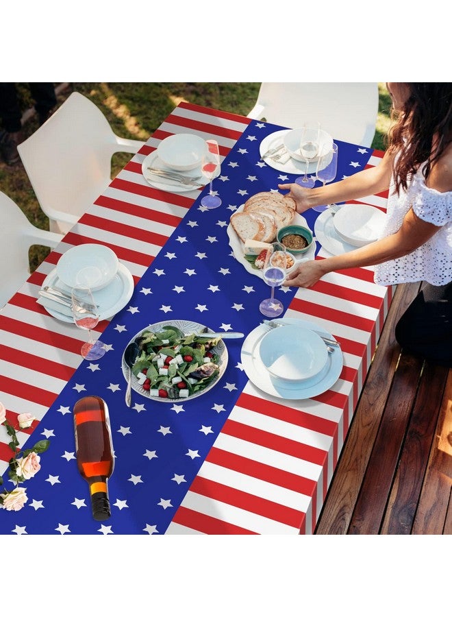 Childom 2 Pack Patriotic Tablecloth, Patriotic Decorations 54" x 108" Disposable Plastic Tablecloth, Birthday Party Table Cloth for Kids, Patriotic Themed Party Supplies for Outside, Picnic, Camping, Memorial - Image 5