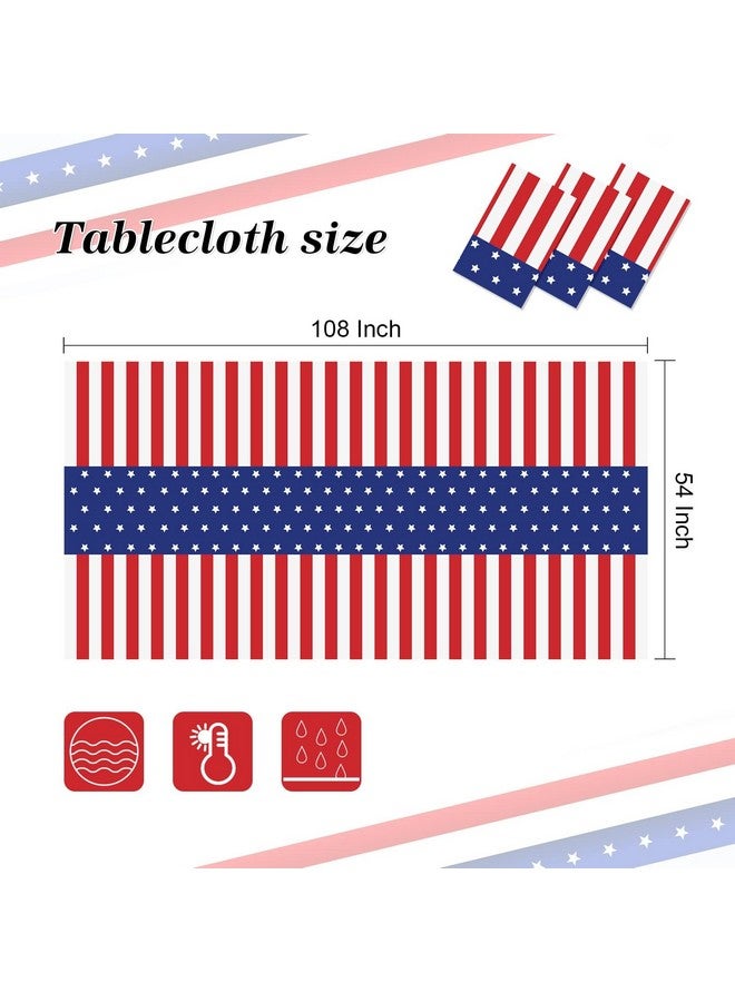Childom 2 Pack Patriotic Tablecloth, Patriotic Decorations 54" x 108" Disposable Plastic Tablecloth, Birthday Party Table Cloth for Kids, Patriotic Themed Party Supplies for Outside, Picnic, Camping, Memorial - Image 2