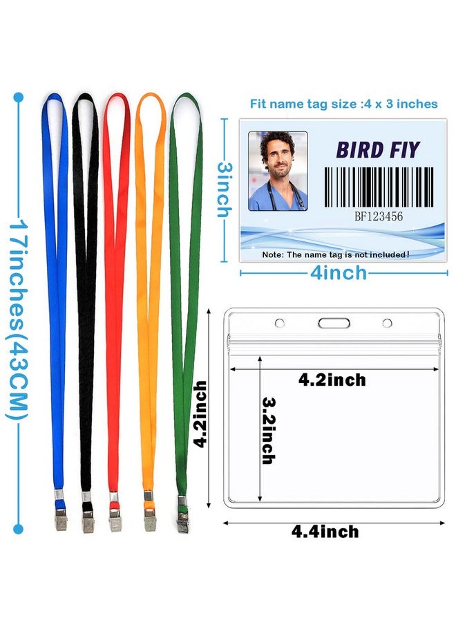 Bird Fiy 4X3 Name Tags Badge Holder With Lanyard 50 Pack Waterproof Horizontal Id Badge Holder And 50 Pcs Lanyards Nametag For Conferences Events And Meetings (Blue 4 X 3 Inches)  - Image 2