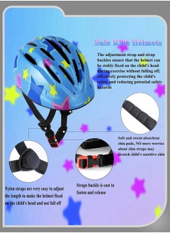 Moovant 7PCS Children's Multi-Sports Protective Equipment, Children's Roller Skating Helmet Knee Pads Set, Balance Bike Bicycle Skating Outdoor Sports Protective Gear Equipment for Kids, Blue Star  - Image 3