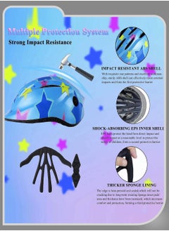 Moovant 7PCS Children's Multi-Sports Protective Equipment, Children's Roller Skating Helmet Knee Pads Set, Balance Bike Bicycle Skating Outdoor Sports Protective Gear Equipment for Kids, Blue Star  - Image 5