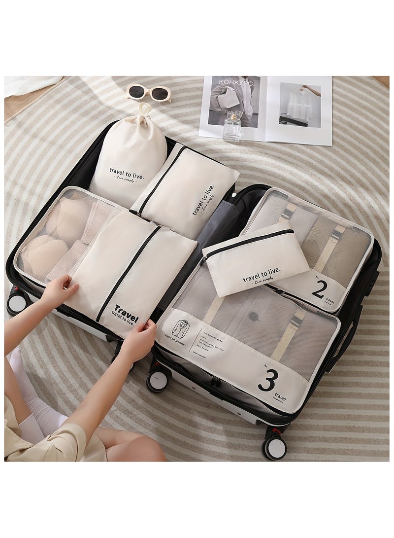 7-Piece Travel Organizer Set - Waterproof Clothes/Shoes/Underwear Pouches for Suitcase | Compact Foldable Storage Bags | Business Trip Essentials (Men & Women) - Image 1