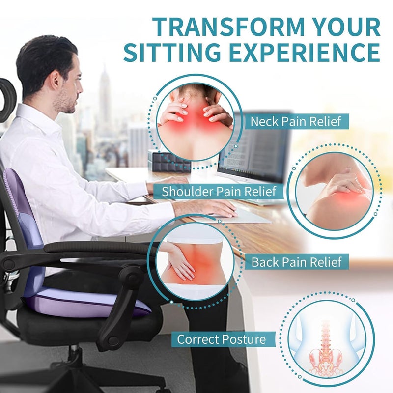 FLORICH Seat Cushion and Lumbar Support Pillow for Office Chair Car Neck Headrest Pillow 100% Memory Foam Seat Pads Pressure Relief Back Cushion and Carseat Pads(Purple) - Image 5