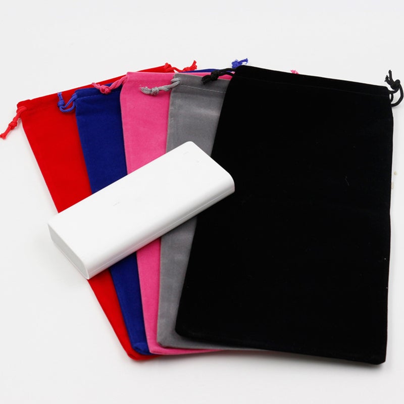 5pcs Flannel Drawstring Bag Storage Bag Electric Hair Dryer Pouch Multifunction Lint Drawstring Pouch for Storage Use (Black 20x25 cm Black) - Image 2