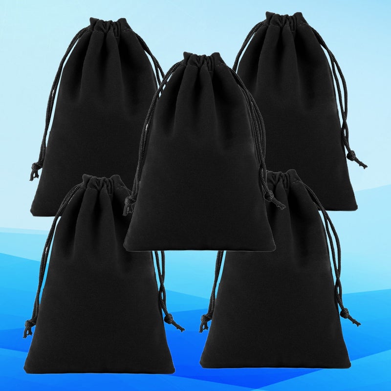 5pcs Flannel Drawstring Bag Storage Bag Electric Hair Dryer Pouch Multifunction Lint Drawstring Pouch for Storage Use (Black 20x25 cm Black) - Image 5