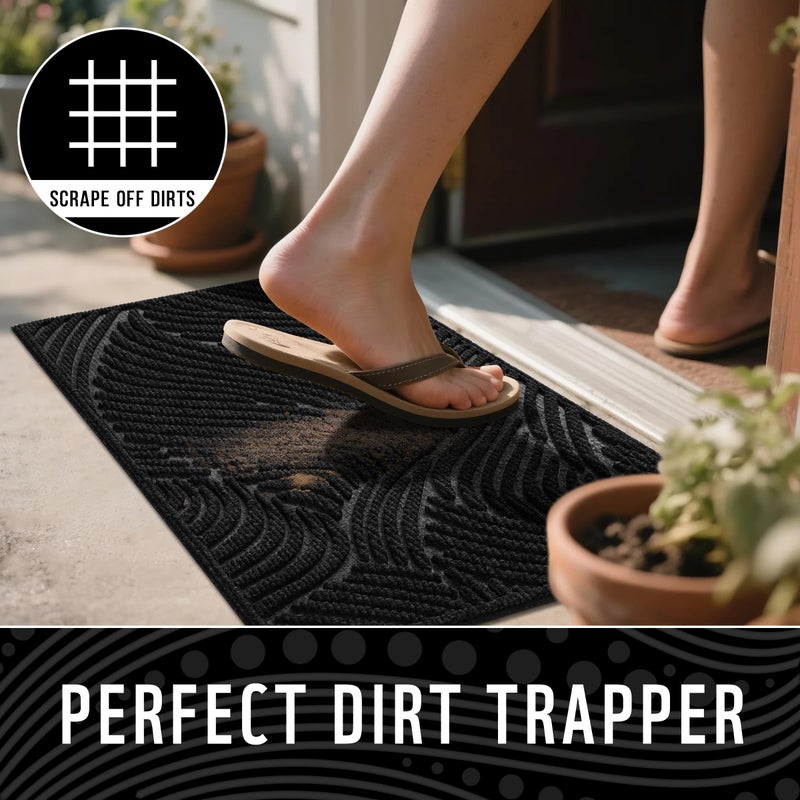 Yimobra Doormat Outdoor Entrance, Simple Stripes All-Weather Waterproof & Non-Slip Mat for Front Door, Heavy Duty Welcome Mat for Indoor, Garage, Patio-29.5x17, Black - Image 4