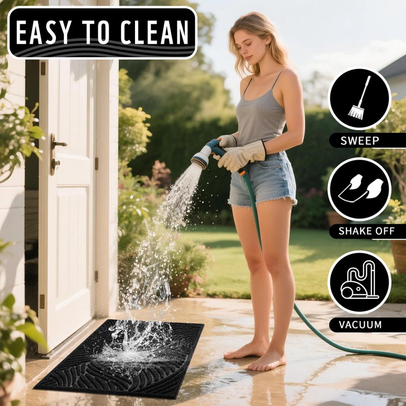 Yimobra Doormat Outdoor Entrance, Simple Stripes All-Weather Waterproof & Non-Slip Mat for Front Door, Heavy Duty Welcome Mat for Indoor, Garage, Patio-29.5x17, Black - Image 5