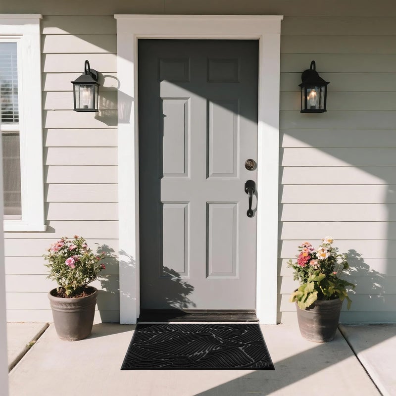 Yimobra Doormat Outdoor Entrance, Simple Stripes All-Weather Waterproof & Non-Slip Mat for Front Door, Heavy Duty Welcome Mat for Indoor, Garage, Patio-29.5x17, Black - Image 3