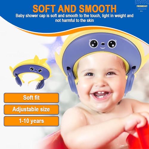 FreshDcart FDCA673 Adjustable Safe Soft Bathing Baby Shower Cap Baby Wash Hair Cap with Eye Ear Protector Hat For Toddler, Baby, Kids, Children (Multicolor,Pack of 1) - Image 4