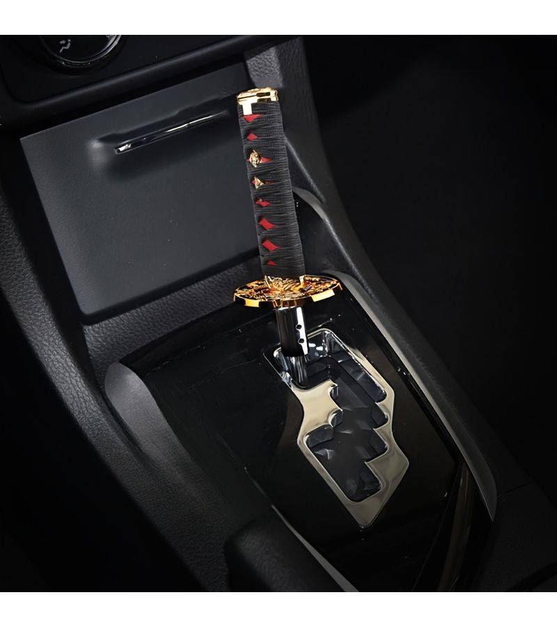 Universal Dust Cover Shift Knob Collars With Adapters 200mm JDM Katana Samurai Sword Shifter Car Gear Lever Black Golden - Image 3