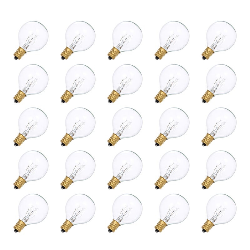 AC230V G40 Globe Tungsten Incandescent Bulb Lamp 25 Pack E12 Base Socket Holder IP44 Water Resistance Warm White for String Light Home Party Decoration Wedding Function Portable - Image 1