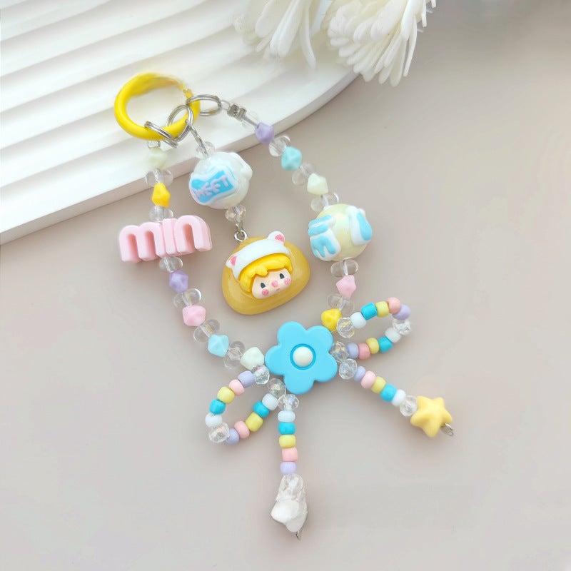 Creative Pop Hand-Painted Figurine Phone Chain Keyring Bag Charm jelly bean