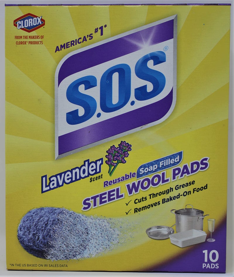 S.O.S SOS Steel Wool Soap Pads Lavender  10 ct