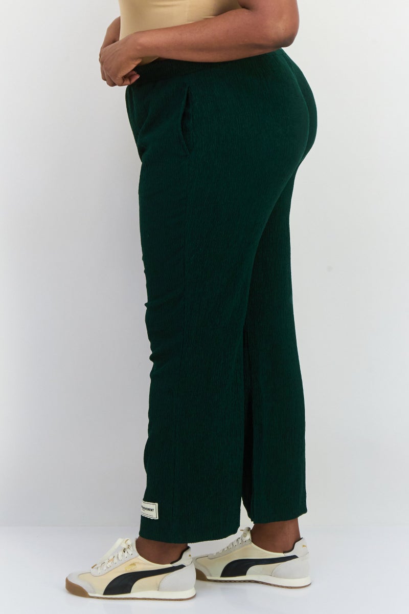 The Giving Movement Women Regular Fit Textured Wide Leg Pants, Green  - Image 4