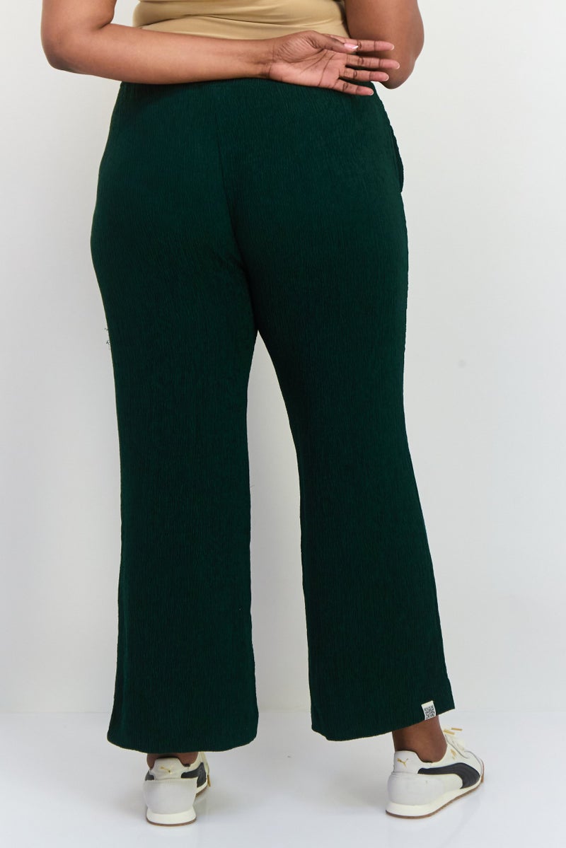 The Giving Movement Women Regular Fit Textured Wide Leg Pants, Green  - Image 2