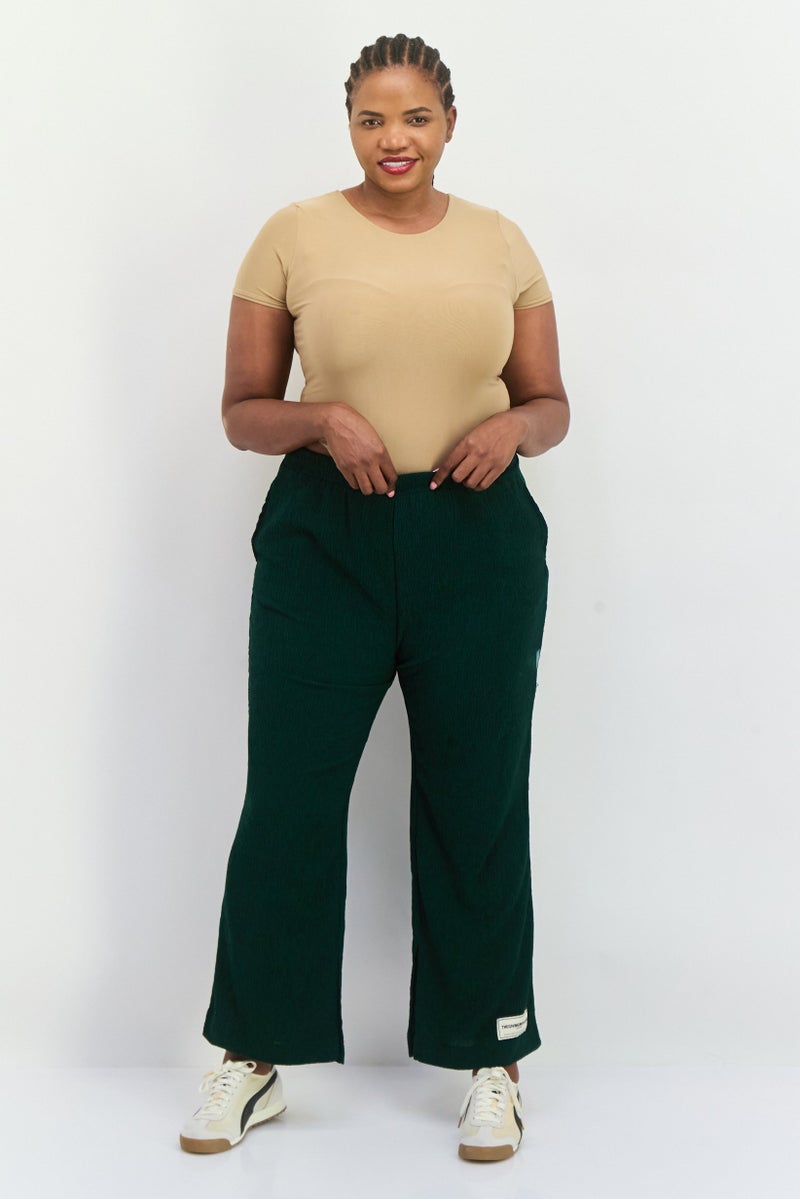 The Giving Movement Women Regular Fit Textured Wide Leg Pants, Green  - Image 3