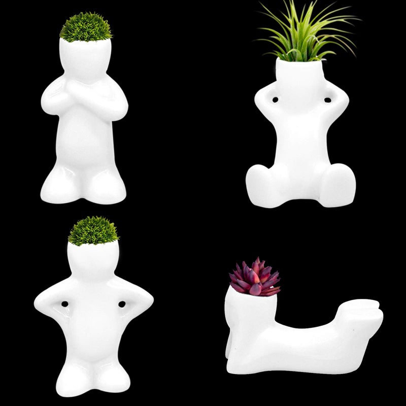 Togetherlife 4 Pack Ceramic Air Plant Holder Cute Air Planter Table Top Display Planters for DIY Planting Home Office Decoration Supplies