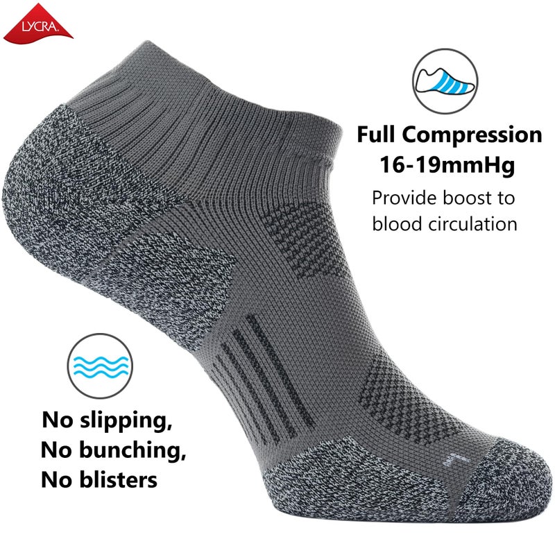 CWVLC Unisex Cushioned Compression Athletic Ankle Socks Multipack, 6-pairs Mix-Colors, M (7.5-10 W US/ 6-8.5 M US) - Image 3