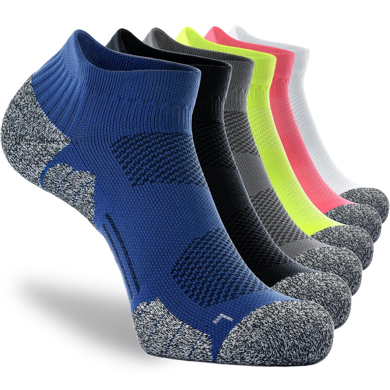 CWVLC Unisex Cushioned Compression Athletic Ankle Socks Multipack, 6-pairs Mix-Colors, M (7.5-10 W US/ 6-8.5 M US) - Image 1