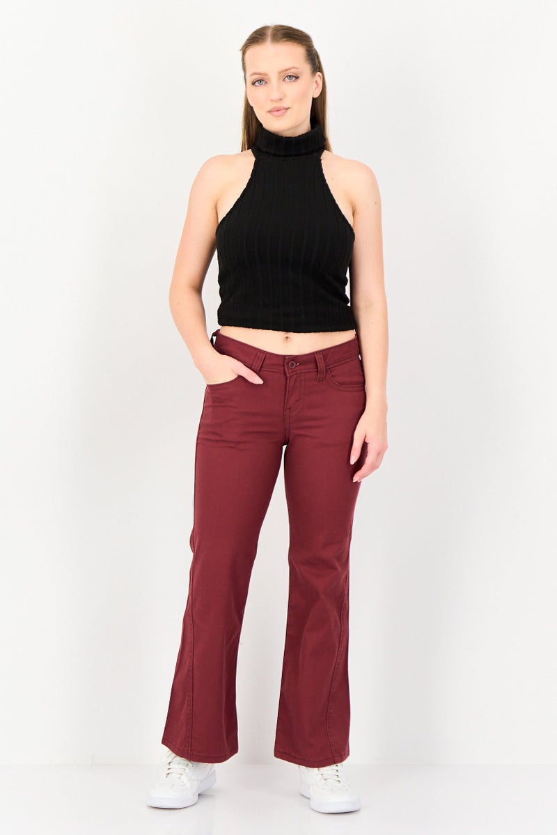 Levi's Women Bootcut Fit Solid Stretchable Denim, Maroon - Image 4