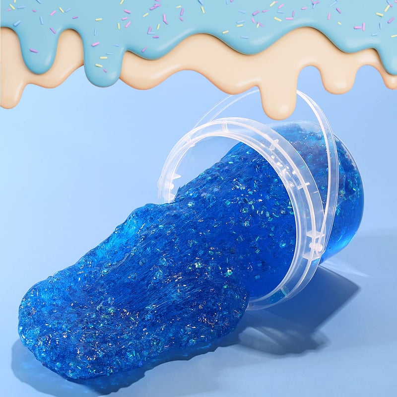 Azeperoy Premade Blueberry Blue Jelly Cube Glimmer Crunchy Crystal Slime, Includes 6 Sets of Add-ins, Sensory and Tactile Stimulation, Stress Relief, Party Favors for Girls & Boys - Image 5