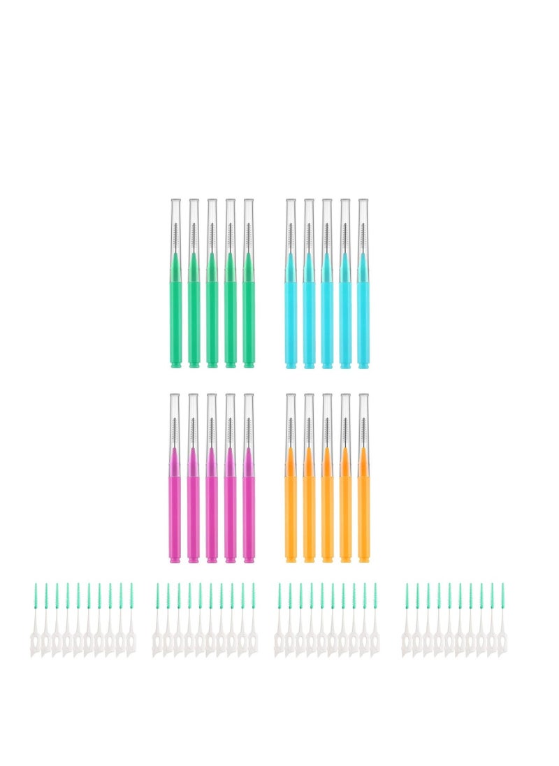 EasyHonor Interdental Brush, 60Pcs Soft Braces Brush Set, 20Pcs Tooth Flossing Head for Oral Hygiene Tooth Cleaning with 40pcs Disposable Braces Flossers Tooth Cleaning Tool (Stylish Colors,Multiple Sizes)  - Image 1