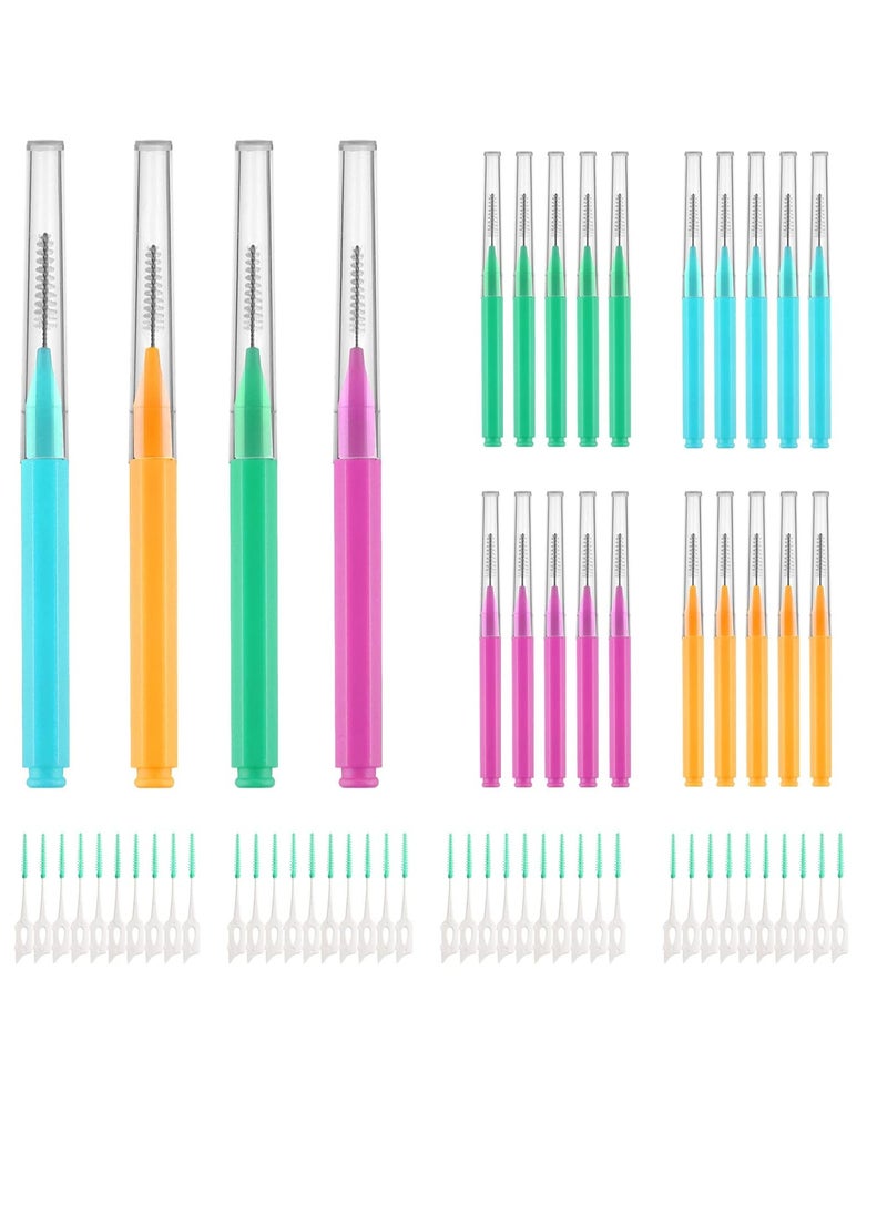 EasyHonor Interdental Brush, 60Pcs Soft Braces Brush Set, 20Pcs Tooth Flossing Head for Oral Hygiene Tooth Cleaning with 40pcs Disposable Braces Flossers Tooth Cleaning Tool (Stylish Colors,Multiple Sizes)  - Image 2