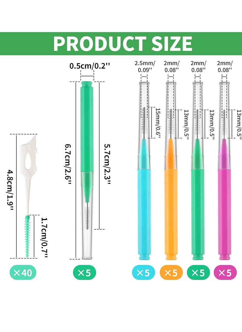 EasyHonor Interdental Brush, 60Pcs Soft Braces Brush Set, 20Pcs Tooth Flossing Head for Oral Hygiene Tooth Cleaning with 40pcs Disposable Braces Flossers Tooth Cleaning Tool (Stylish Colors,Multiple Sizes)  - Image 5
