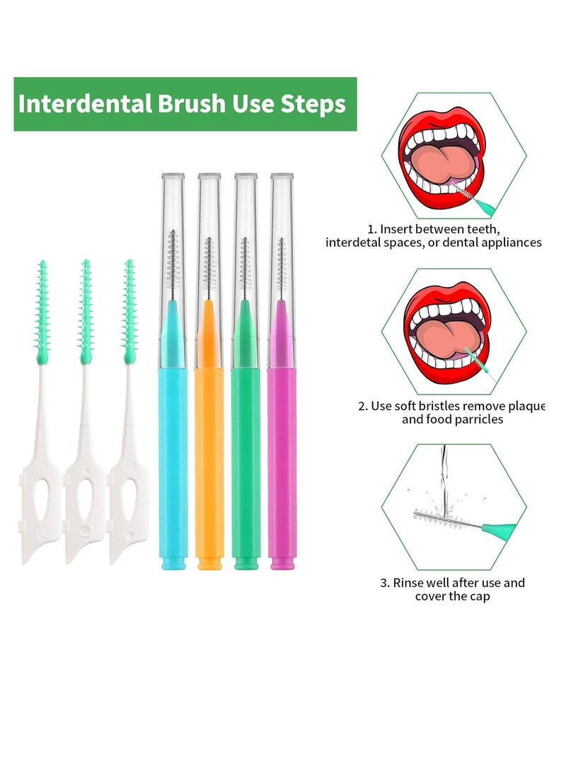 EasyHonor Interdental Brush, 60Pcs Soft Braces Brush Set, 20Pcs Tooth Flossing Head for Oral Hygiene Tooth Cleaning with 40pcs Disposable Braces Flossers Tooth Cleaning Tool (Stylish Colors,Multiple Sizes)  - Image 4