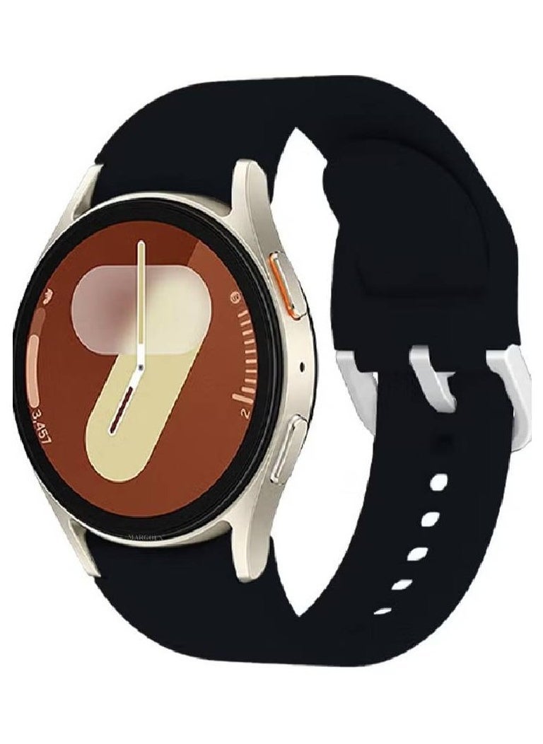Galaxy Watch 7 Strap 40mm 44mm,for Samsung Galaxy Watch FE Band 20mm Soft Silicone Sport Strap Women Men,No Gap Bracelet Wristbands Black  - Image 1