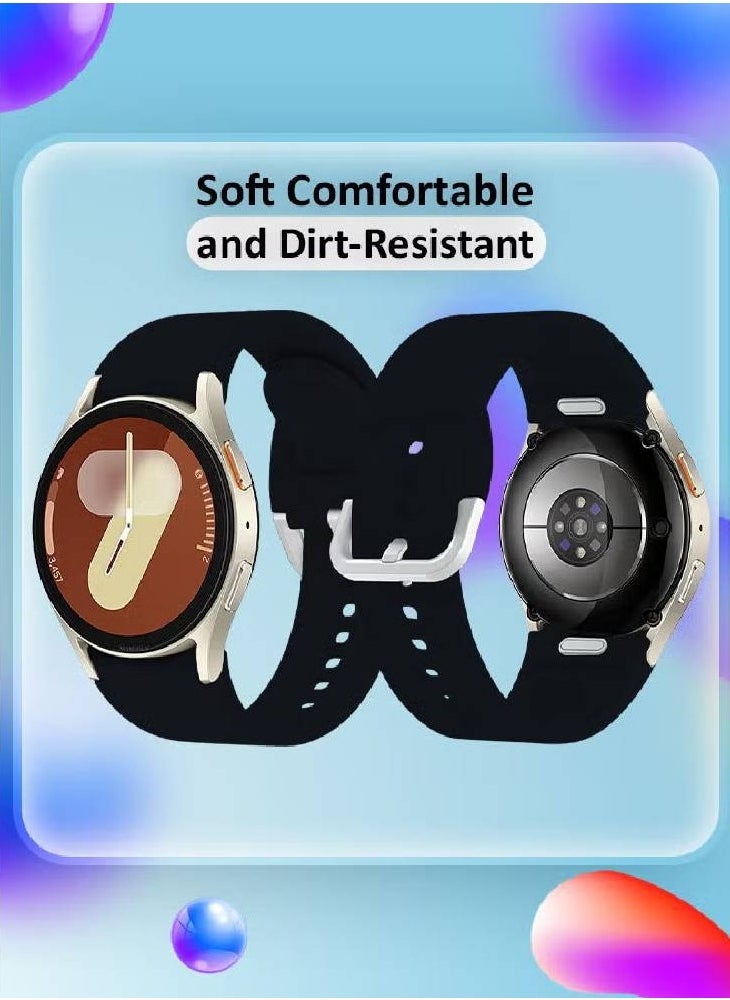 Galaxy Watch 7 Strap 40mm 44mm,for Samsung Galaxy Watch FE Band 20mm Soft Silicone Sport Strap Women Men,No Gap Bracelet Wristbands Black  - Image 2