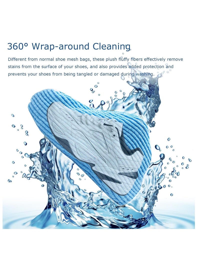 2 Pack Shoe Washing Bag for Washing Machine, Laundry Shoe Bag for Washer and Dryer, Shoe Cleaning Bag for Sneaker Tennis Shoes Include 2 Pairs of Adjustable Shoe Trees (Blue 2Pcs) - Image 5
