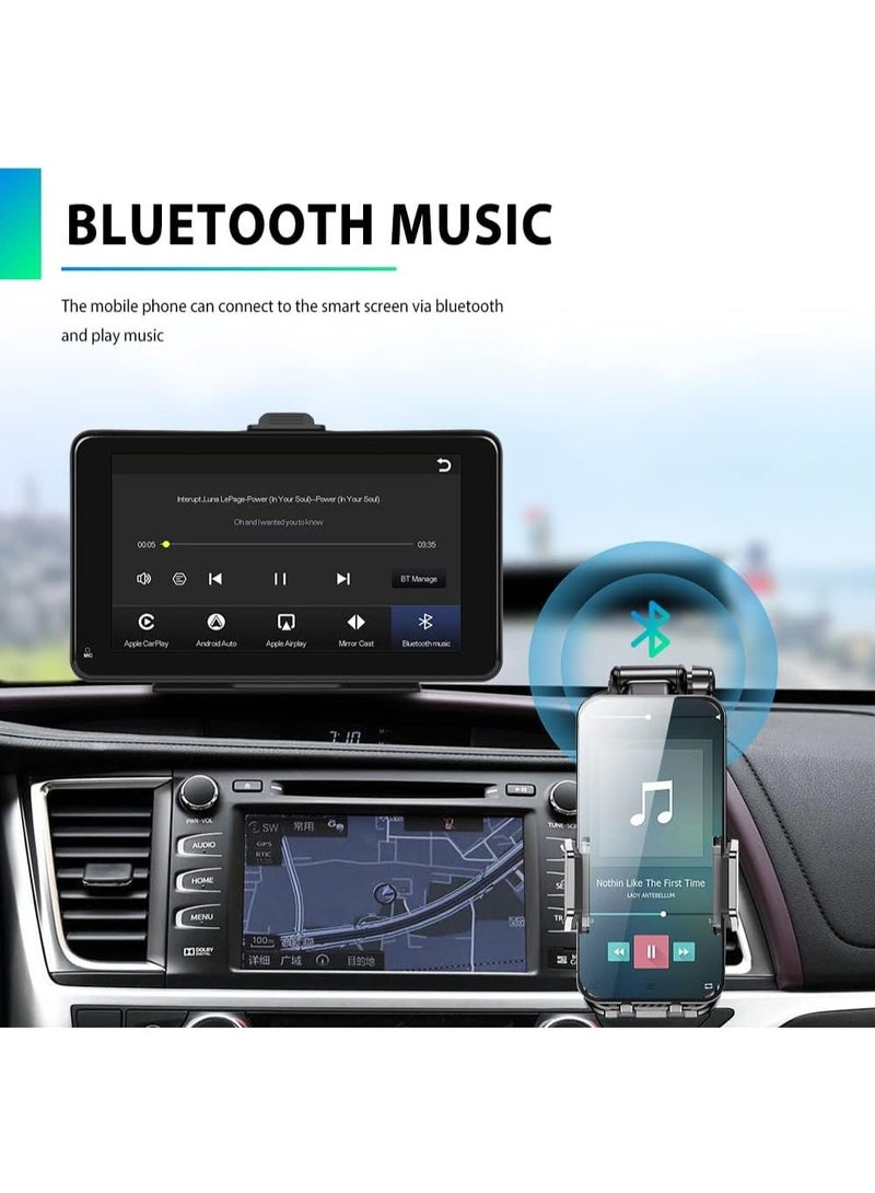 Portable 7-Inch Car Radio with Wireless CarPlay & Android Auto – HD Touchscreen Bluetooth Car Stereo with FM Transmitter, Type-C/Aux/TF Card Support - Image 3