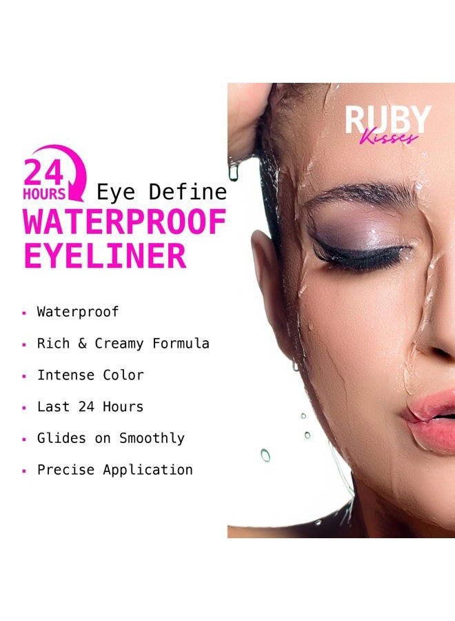 Ruby Kisses Pencil Eyeliner, Retractable Eyeliner, Waterproof, Smudge-Proof Eye Makeup, High Pigmented, 24H Long Lasting Eyepencil (Deep Brown) - Image 3