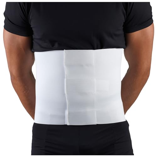 Abdominal Binder 10Inch Chest and Rib Panel Support for Men and Women Elastic White 2XLarge
