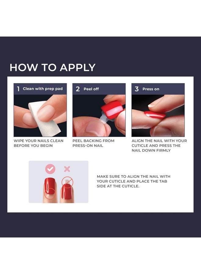 إمبريس أظافر KISS imPRESS بدون غراء، تصميم "Adore You"، أحمر، مقاس قصير، شكل بيضاوي، تتضمن 30 ظفرًا، وسادة تحضير، ورقة تعليمات، عصا مانيكير واحدة، مبرد صغير واحد - Image 4
