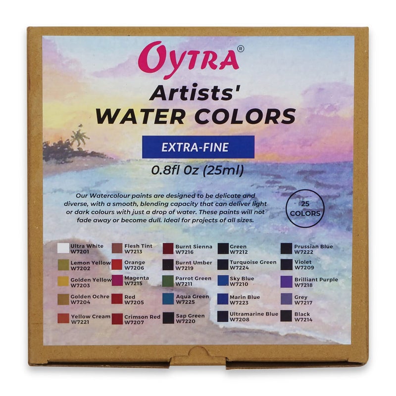 Oytra 25 Colors (25ml / 0.8oz) Water Colour Bottles Vibrant Colours for Professionals Artist Hobby Painters DIY Art and Craft - Image 1