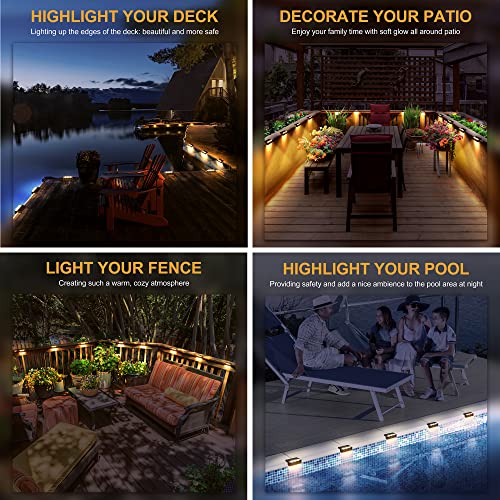 SOLPEX Solar Fence Lights, 6 LEDs Solar Lights Outdoor Waterproof Solar Powered for Deck, Stair, Front Porch, Balcony, Walkway, Garden, Yard, Patio, Pool Decor, IP65 Waterproof (4 Pack, Warm White) - Image 5